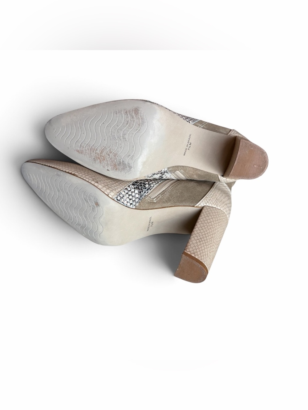 Matisse Beige and Taupe Suede Snake-Panel Block Heel Booties - Picture 11 of 12